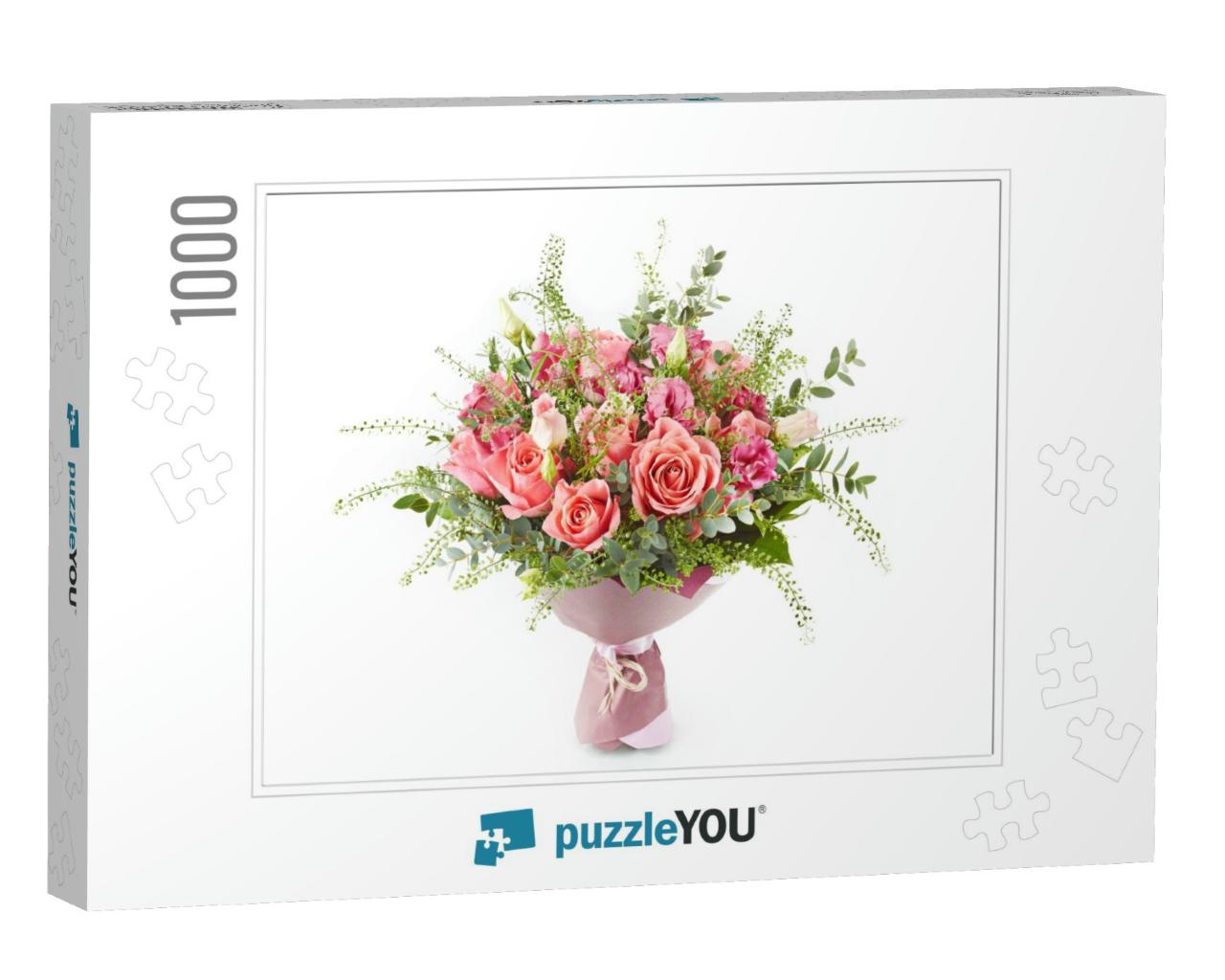 Wedding Bouquet Isolated on White. Fresh, Lush Bouquet of... Jigsaw Puzzle with 1000 pieces