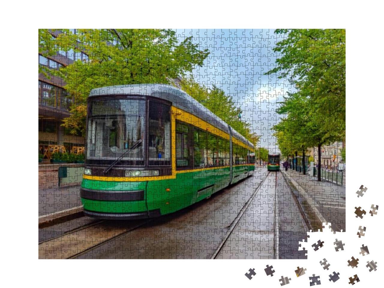Helsinki. Finland. Tram on the City Streets. Modern Tram... Jigsaw Puzzle with 1000 pieces