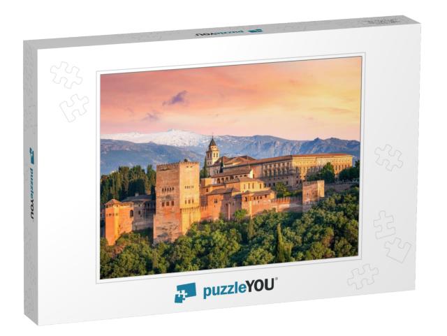 Ancient Arabic Fortress Alhambra At the Beautiful Evening... Jigsaw Puzzle