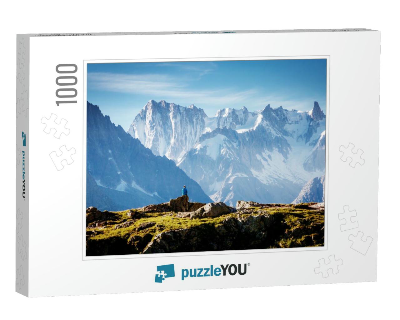 Views of the Mont Blanc Glacier with Lac Blanc White Lake... Jigsaw Puzzle with 1000 pieces