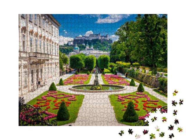 Mirabell Palace & Gardens in Summer, Salzburg Castle in B... Jigsaw Puzzle with 1000 pieces