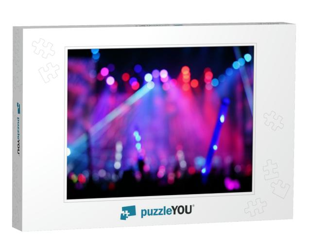 Defocused Entertainment Concert Lighting on Stage, Blurre... Jigsaw Puzzle