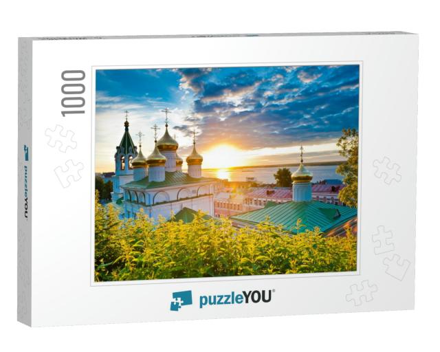 Beautiful Church At Sunset, Nizhny Novgorod, Russia... Jigsaw Puzzle with 1000 pieces