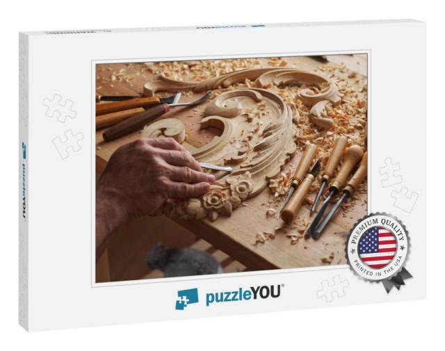 Woodworkers Desk with Cutters. Woodwork Tools... Jigsaw Puzzle