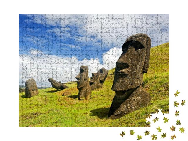 Chile -February 6 Moais in Rapa Nui National Park on the... Jigsaw Puzzle with 1000 pieces