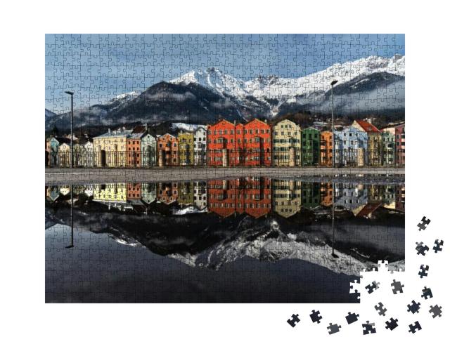 Water Reflection of the Distinctive Colored House Fronts... Jigsaw Puzzle with 1000 pieces