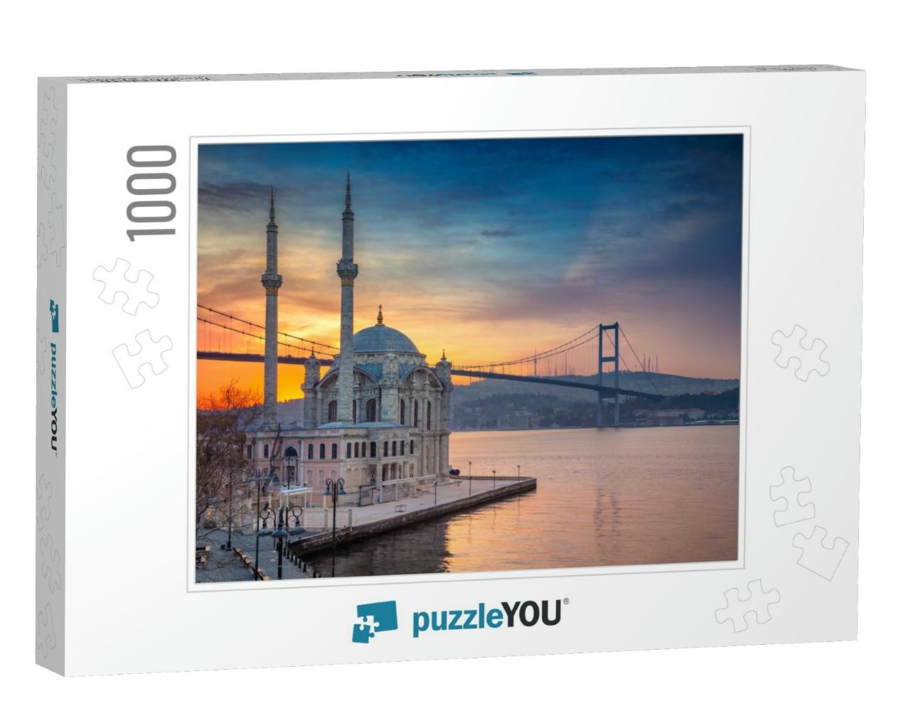 Istanbul. Image of Ortakoy Mosque with Bosphorus Bridge i... Jigsaw Puzzle with 1000 pieces