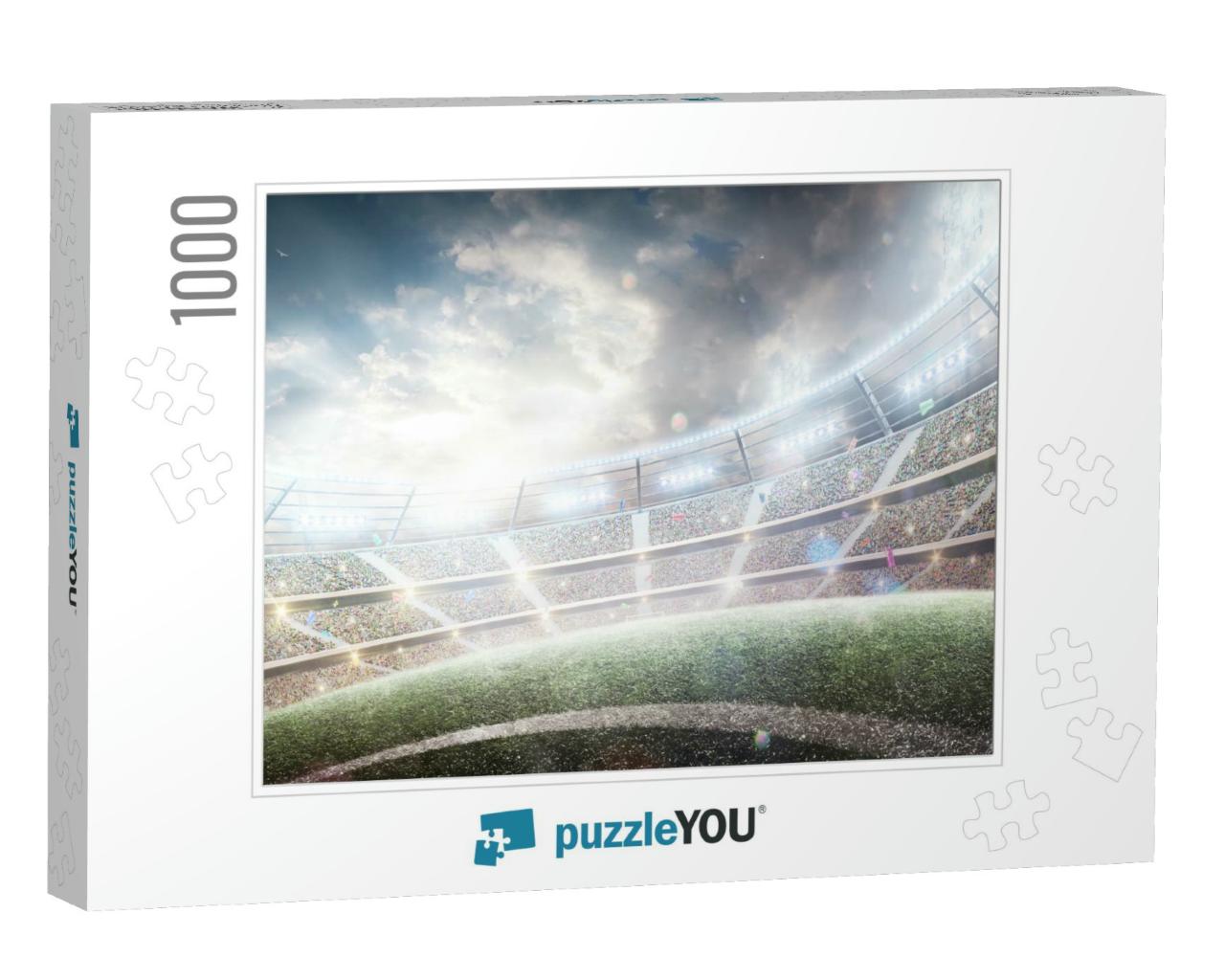 Stadium with Flashlights & Fans. Wide Angle. 3D Rendering... Jigsaw Puzzle with 1000 pieces
