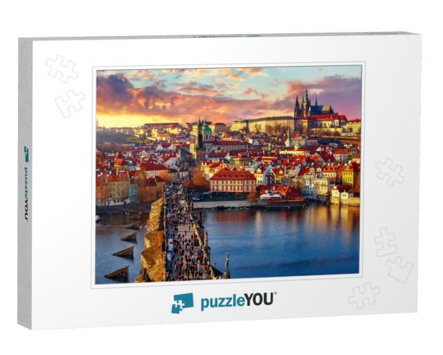 Panoramic View Above At Charles Bridge Prague Castle & Ri... Jigsaw Puzzle