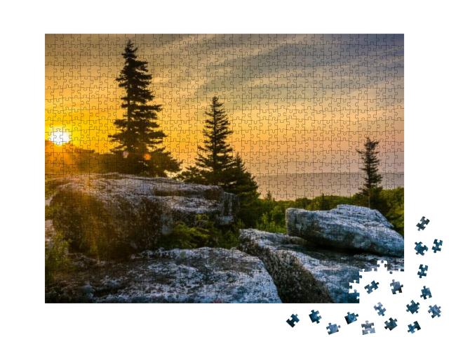 Sunrise At Bear Rocks Preserve, in Dolly Sods Wilderness... Jigsaw Puzzle with 1000 pieces