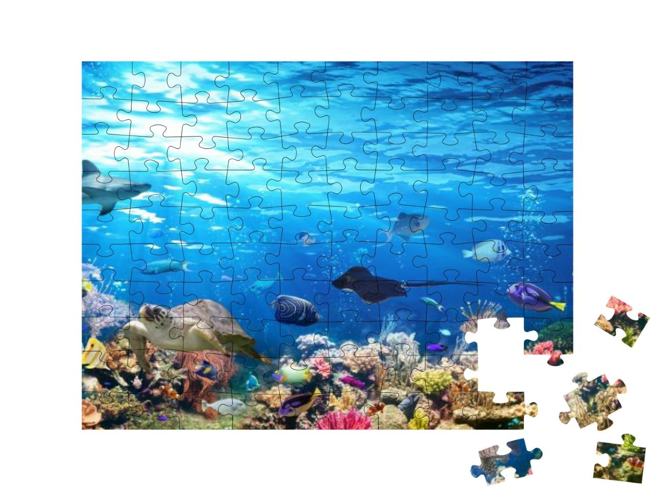 Underwater Scene with Coral Reef & Exotic Fishes... Jigsaw Puzzle with 100 pieces