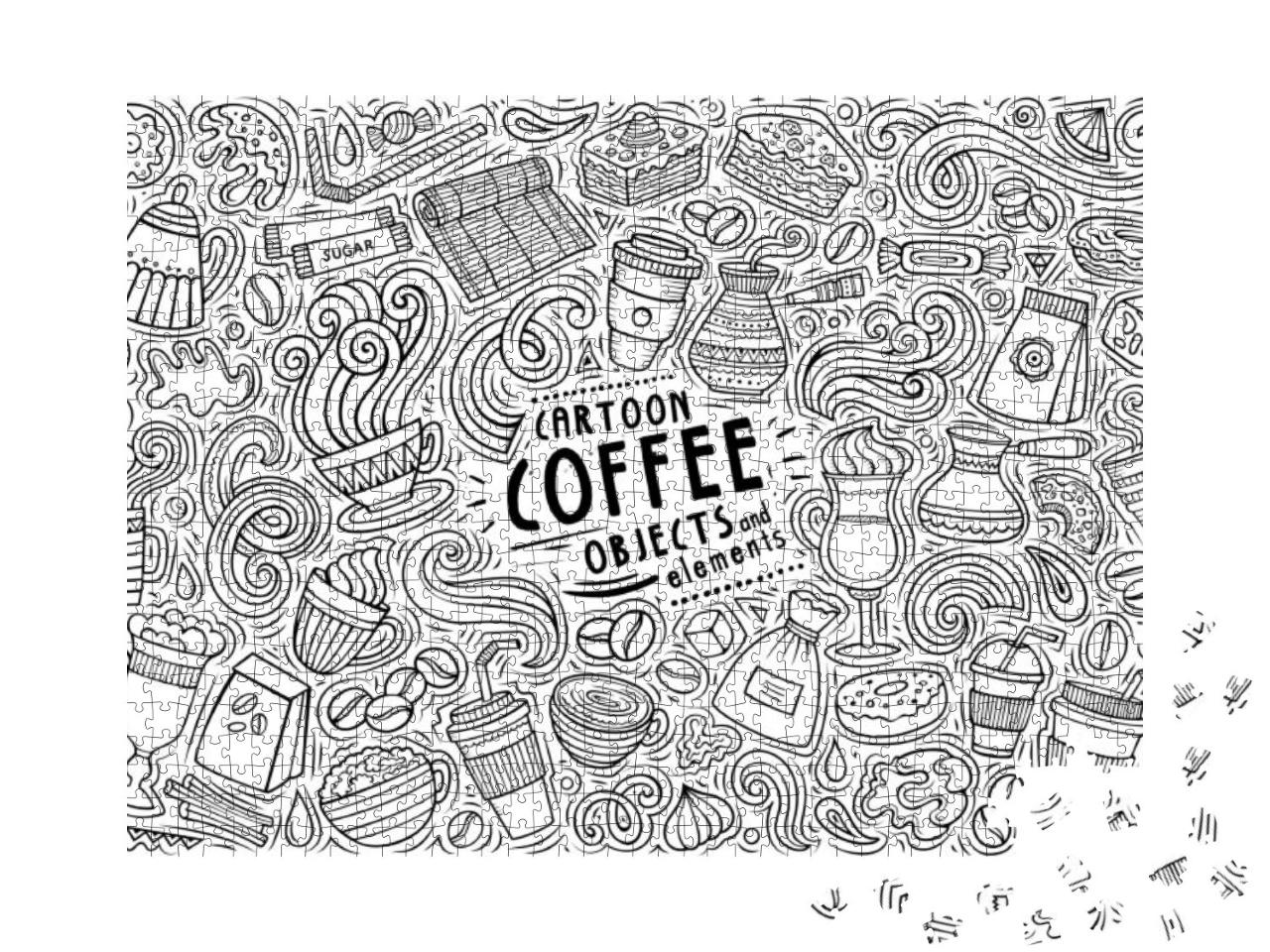 Sketchy Vector Hand Drawn Doodle Cartoon Set of Coffee Th... Jigsaw Puzzle with 1000 pieces