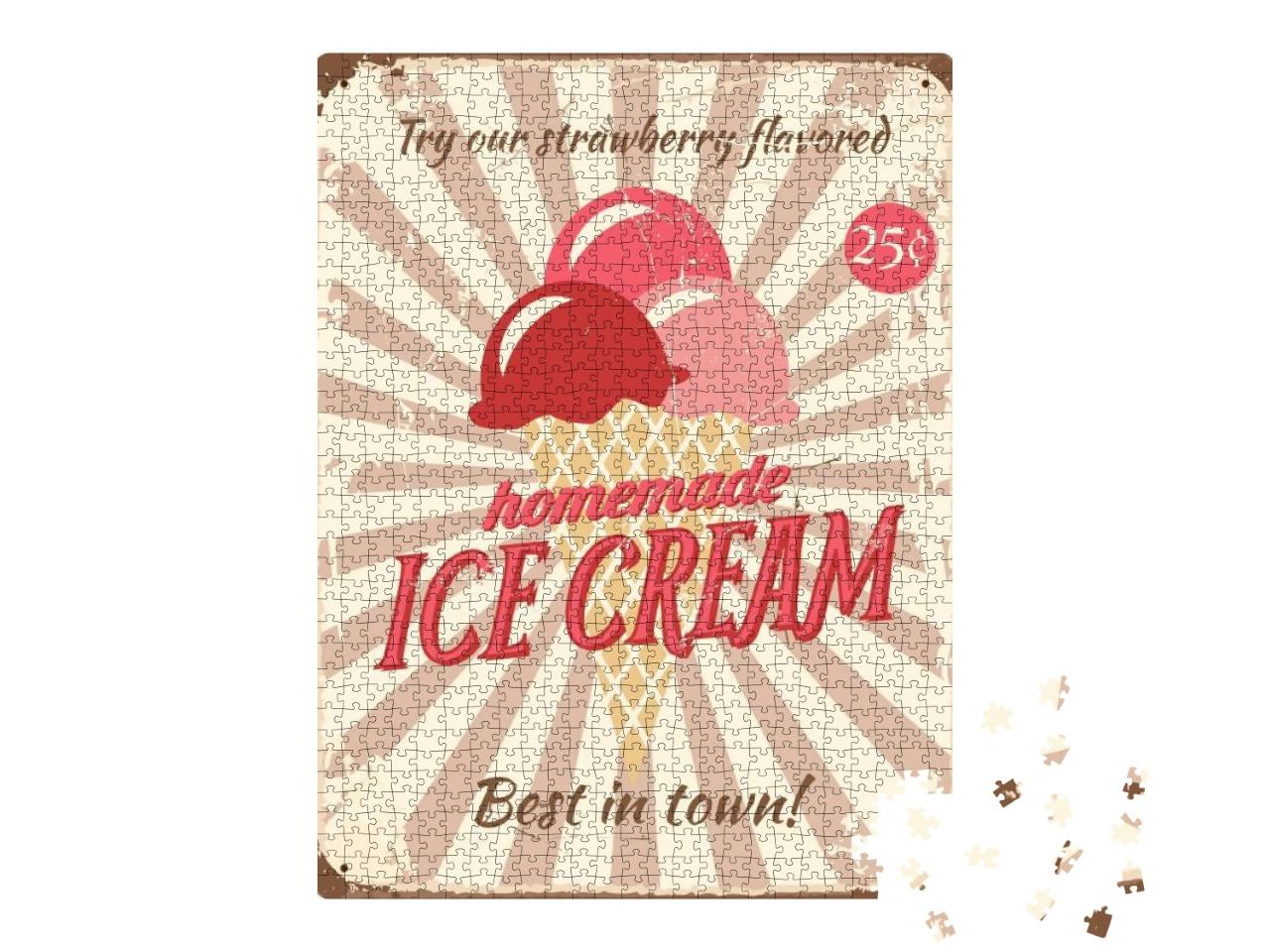 Vintage Style Tin Sign with Ice Cream... Jigsaw Puzzle with 1000 pieces