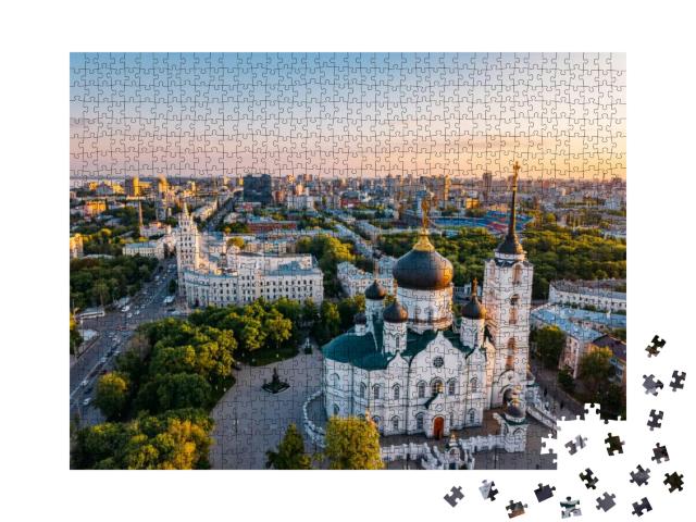 Evening Summer Voronezh Cityscape. Annunciation Cathedral... Jigsaw Puzzle with 1000 pieces