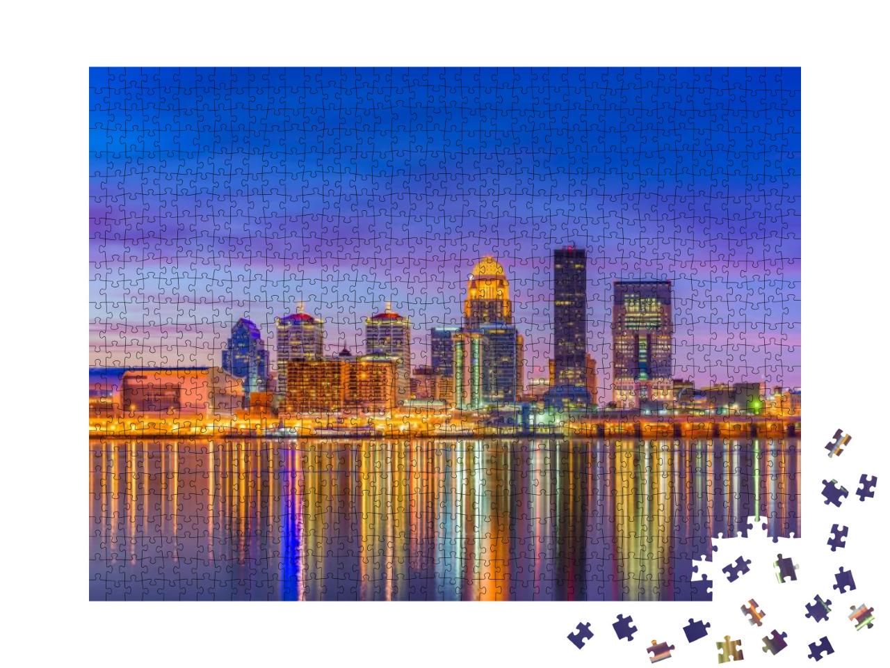 Louisville, Kentucky, USA Downtown Skyline At the River At... Jigsaw Puzzle with 1000 pieces