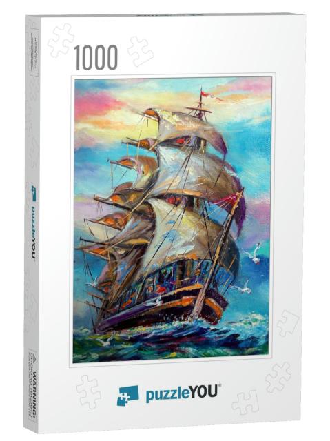 Art Painting Oil Color Sailboat... Jigsaw Puzzle with 1000 pieces