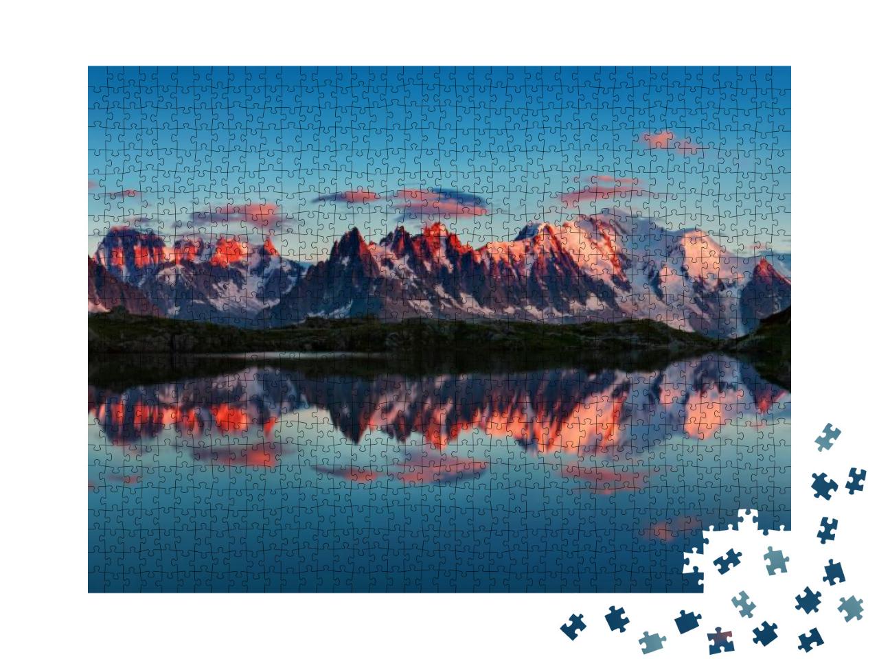 Colorful Summer View of the Mont Blanc Monte Bianco on Ba... Jigsaw Puzzle with 1000 pieces