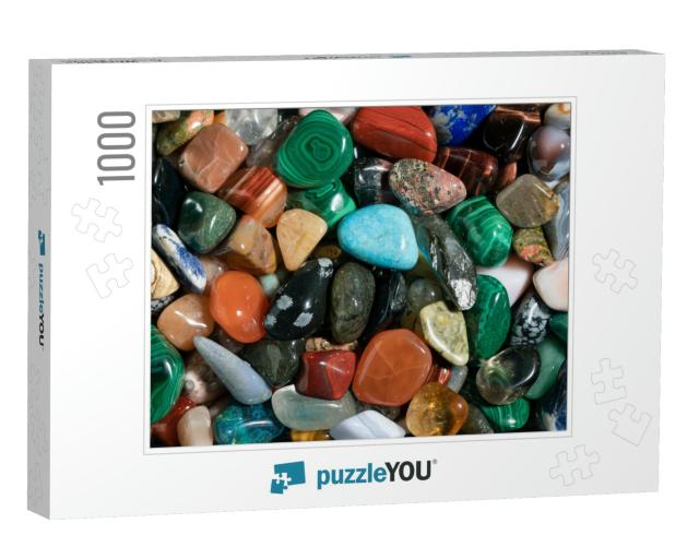 Gemstones Background Image. Various Polished Semi Preciou... Jigsaw Puzzle with 1000 pieces