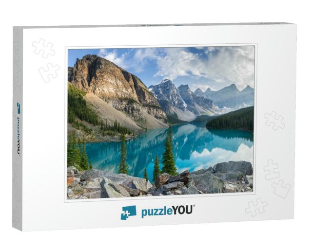 Moraine Lake with the Rocky Mountains Panorama in the Ban... Jigsaw Puzzle