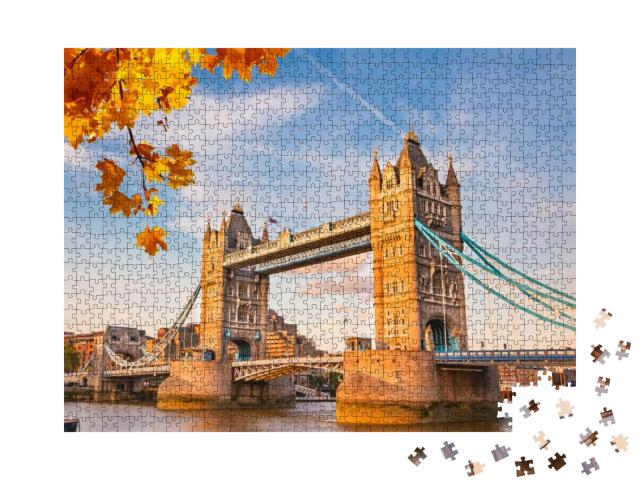 Tower Bridge with Autumn Leaves, London... Jigsaw Puzzle with 1000 pieces