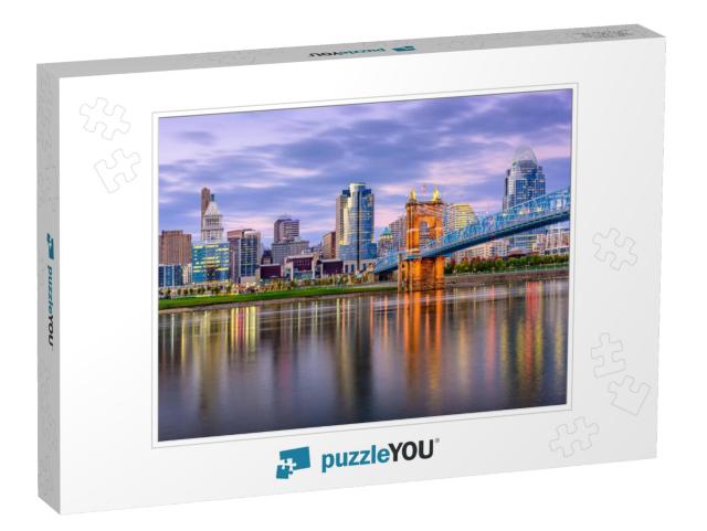 Cincinnati, Ohio, USA Downtown Skyline & Bridge on the Riv... Jigsaw Puzzle