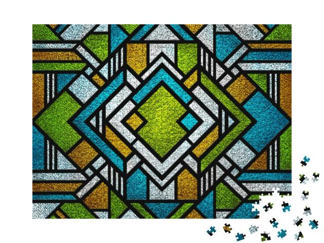 Sketch of a Colored Stained Glass Window. Art Deco. Abstr... Jigsaw Puzzle with 1000 pieces