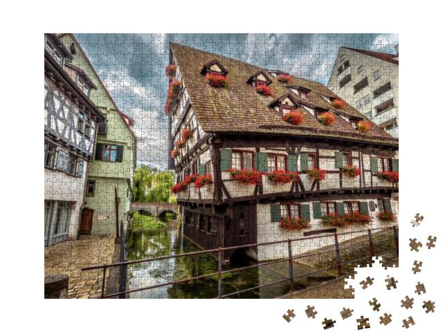 Crooked House or Hotel Schiefes Haus in Ulm, Germany. It... Jigsaw Puzzle with 1000 pieces