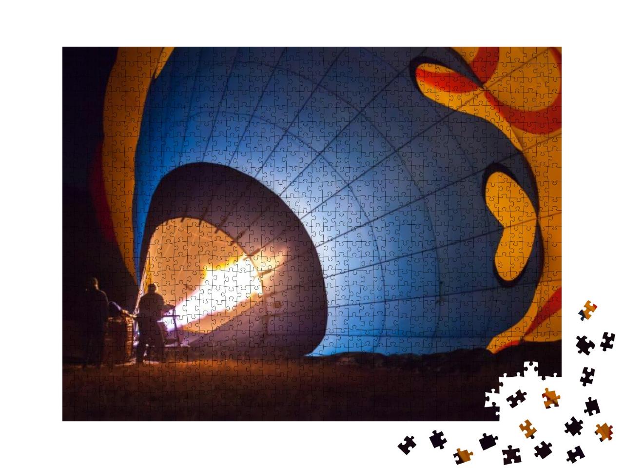 A Hot Air Balloon Being Hot Air Filled with Flames Before... Jigsaw Puzzle with 1000 pieces