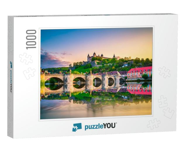 Marienberg Fortress & the Old Bridge on Colorful Sunset... Jigsaw Puzzle with 1000 pieces