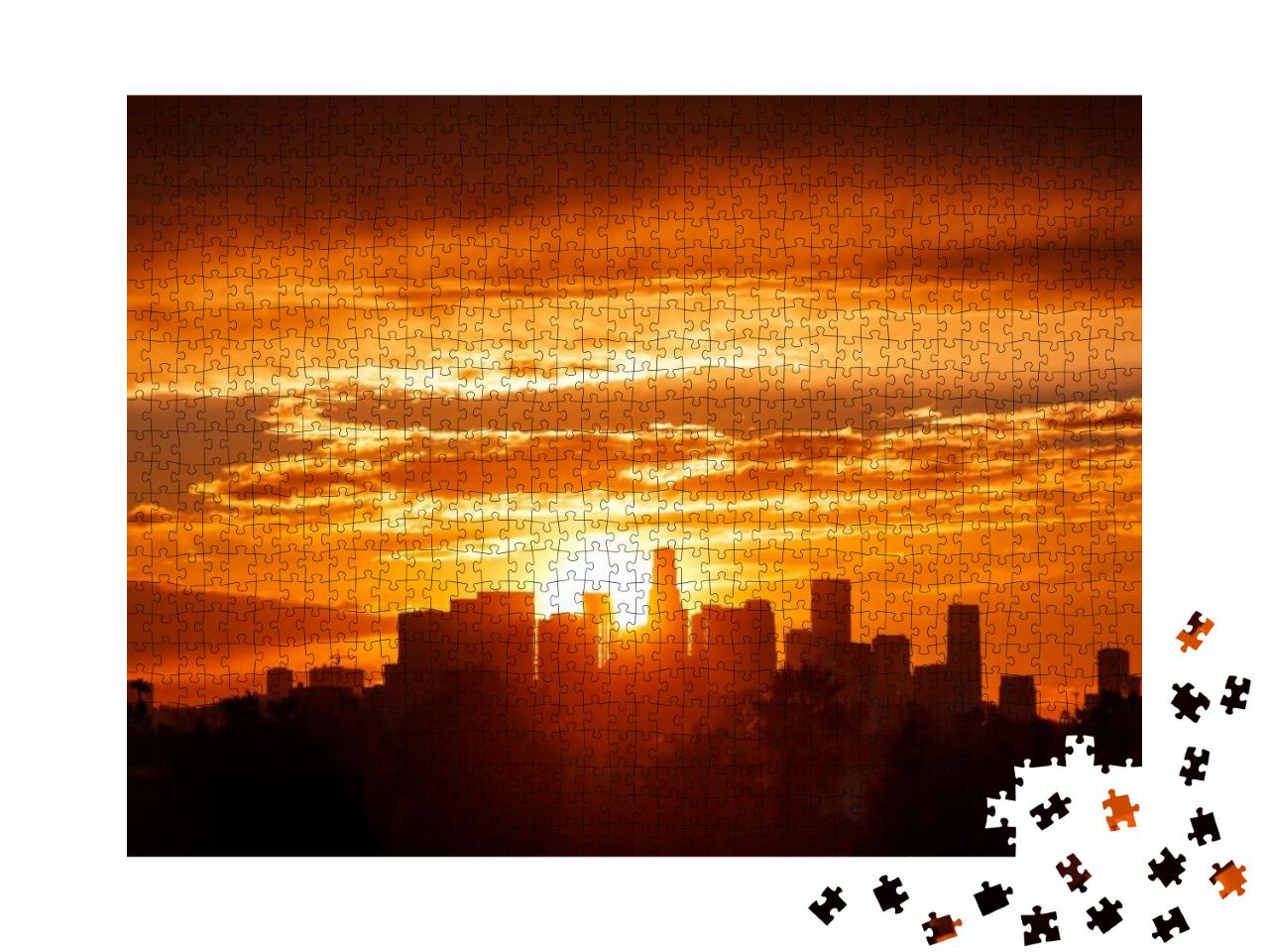 Sun Rising Over Los Angeles City Skyline... Jigsaw Puzzle with 1000 pieces
