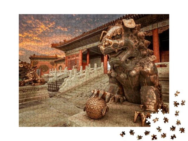 The Bronze Lion in the Forbidden City, Beijing China... Jigsaw Puzzle with 1000 pieces