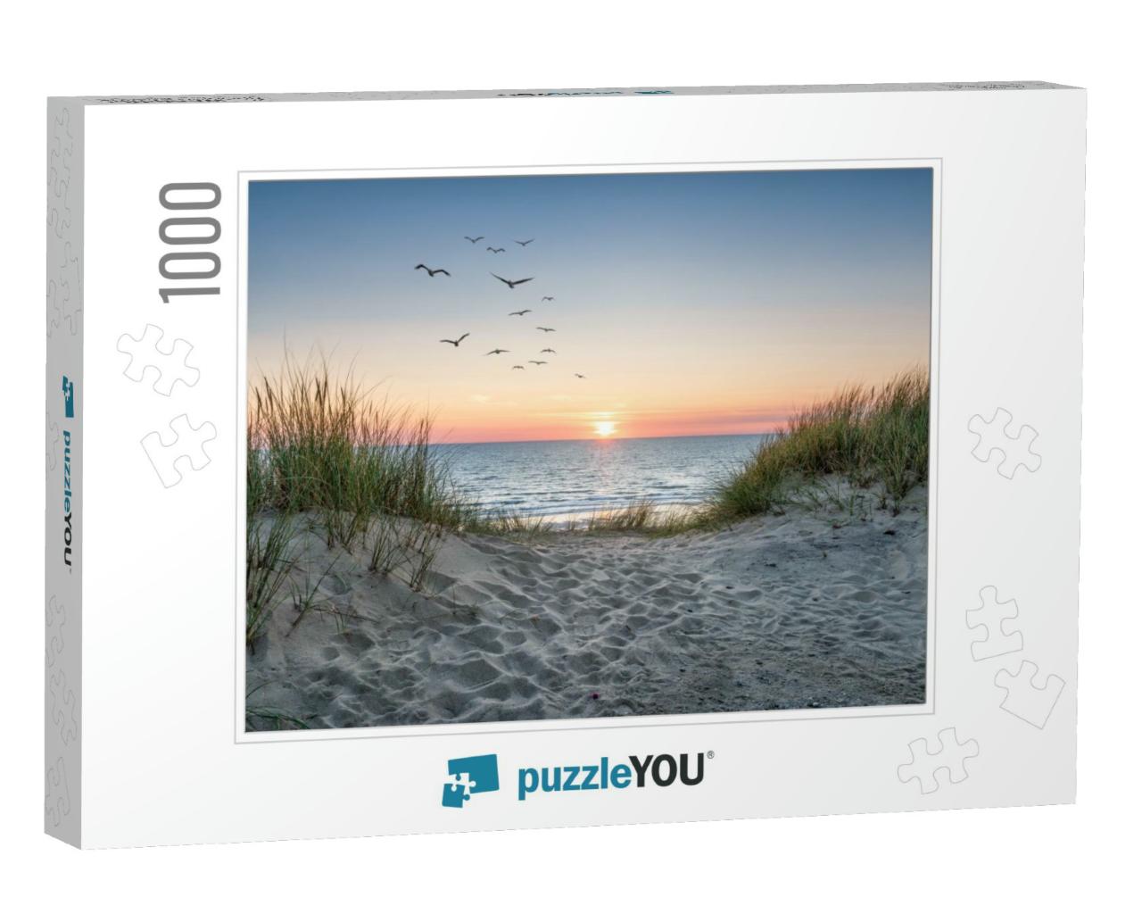 Sand Dunes on the Beach At Sunset... Jigsaw Puzzle with 1000 pieces