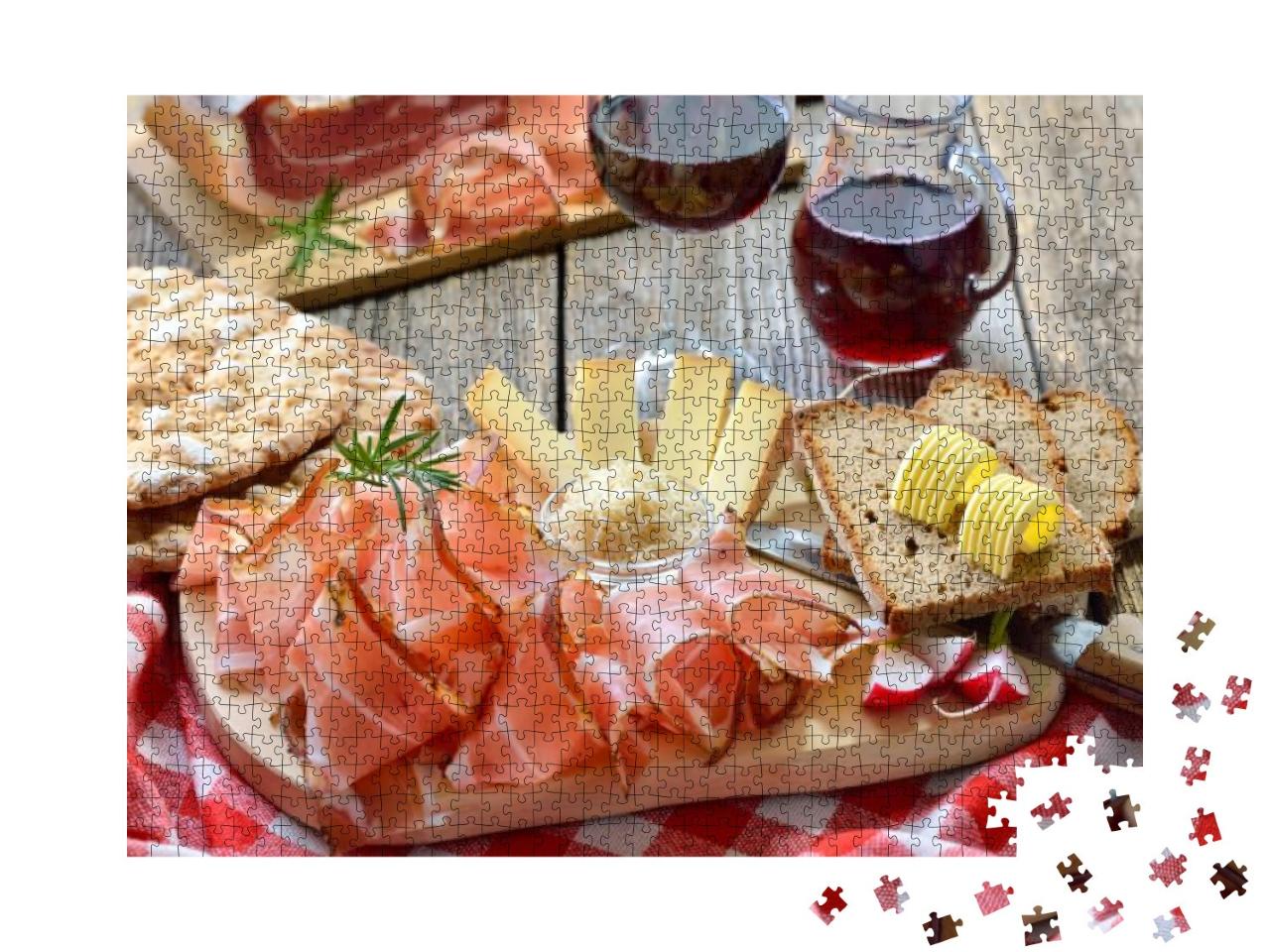 Typical South Tyrolean Snack with Bacon, Horseradish, Mou... Jigsaw Puzzle with 1000 pieces