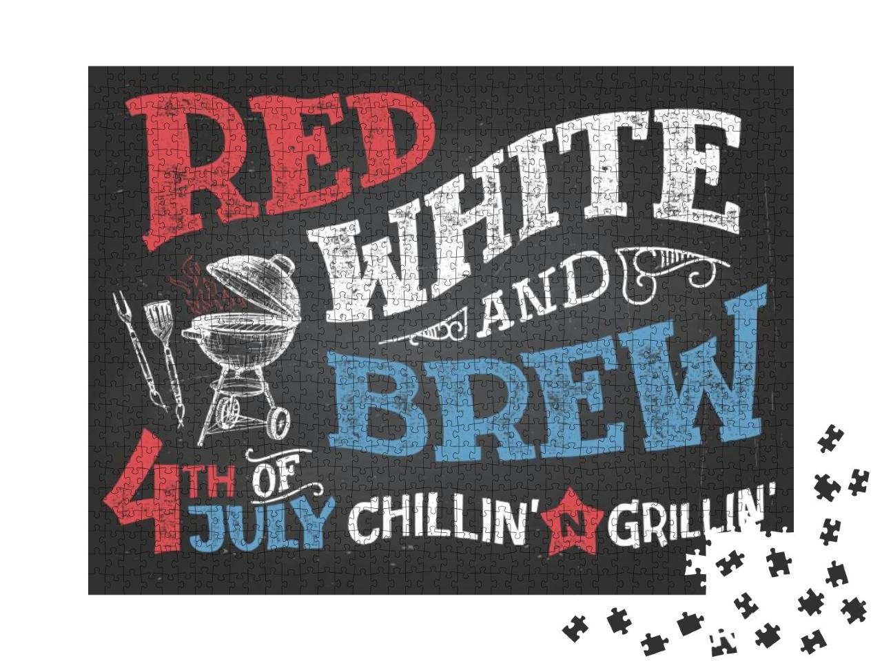 Red White & Brew. 4th of July Celebration, Independence... Jigsaw Puzzle with 1000 pieces
