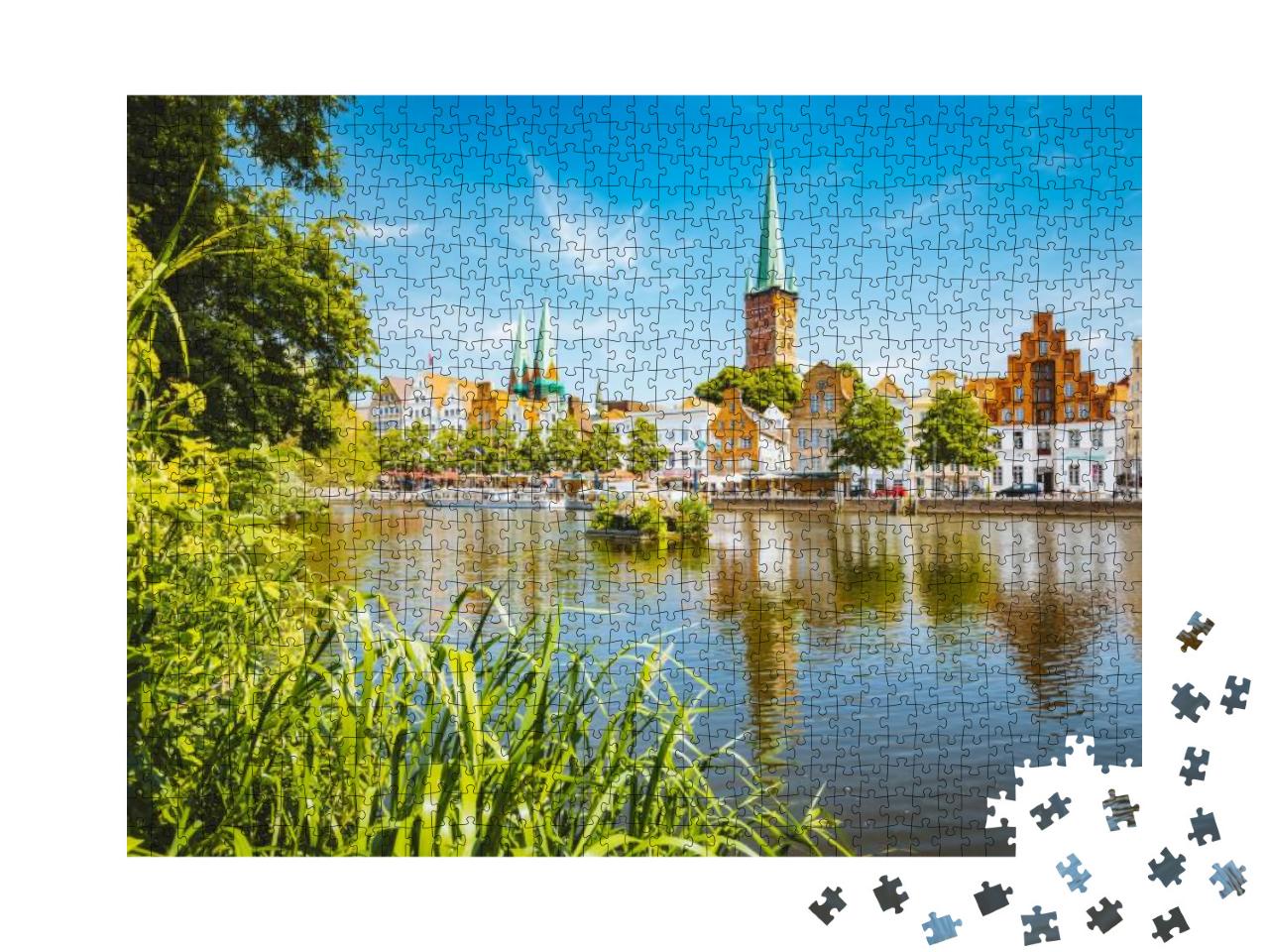 Classic Panorama View of the Historic City of Luebeck wit... Jigsaw Puzzle with 1000 pieces