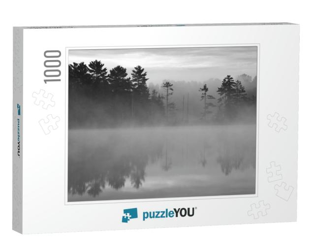 A Misty Autumn Sunrise on Little Bearskin Lake in Norther... Jigsaw Puzzle with 1000 pieces