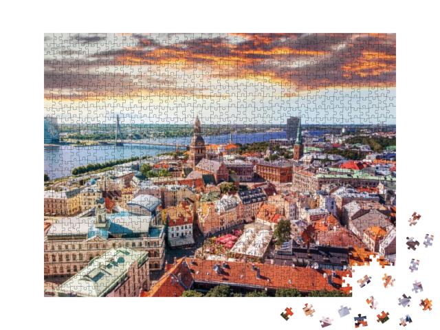 Panorama View from Riga Cathedral on Old Town of Riga, La... Jigsaw Puzzle with 1000 pieces