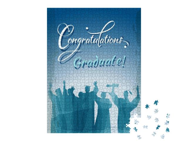 Congratulations Graduate Text with Silhouettes in... Jigsaw Puzzle with 1000 pieces