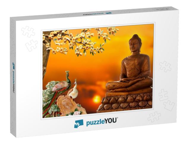 3D Buddha Background Wallpaper for Walls... Jigsaw Puzzle