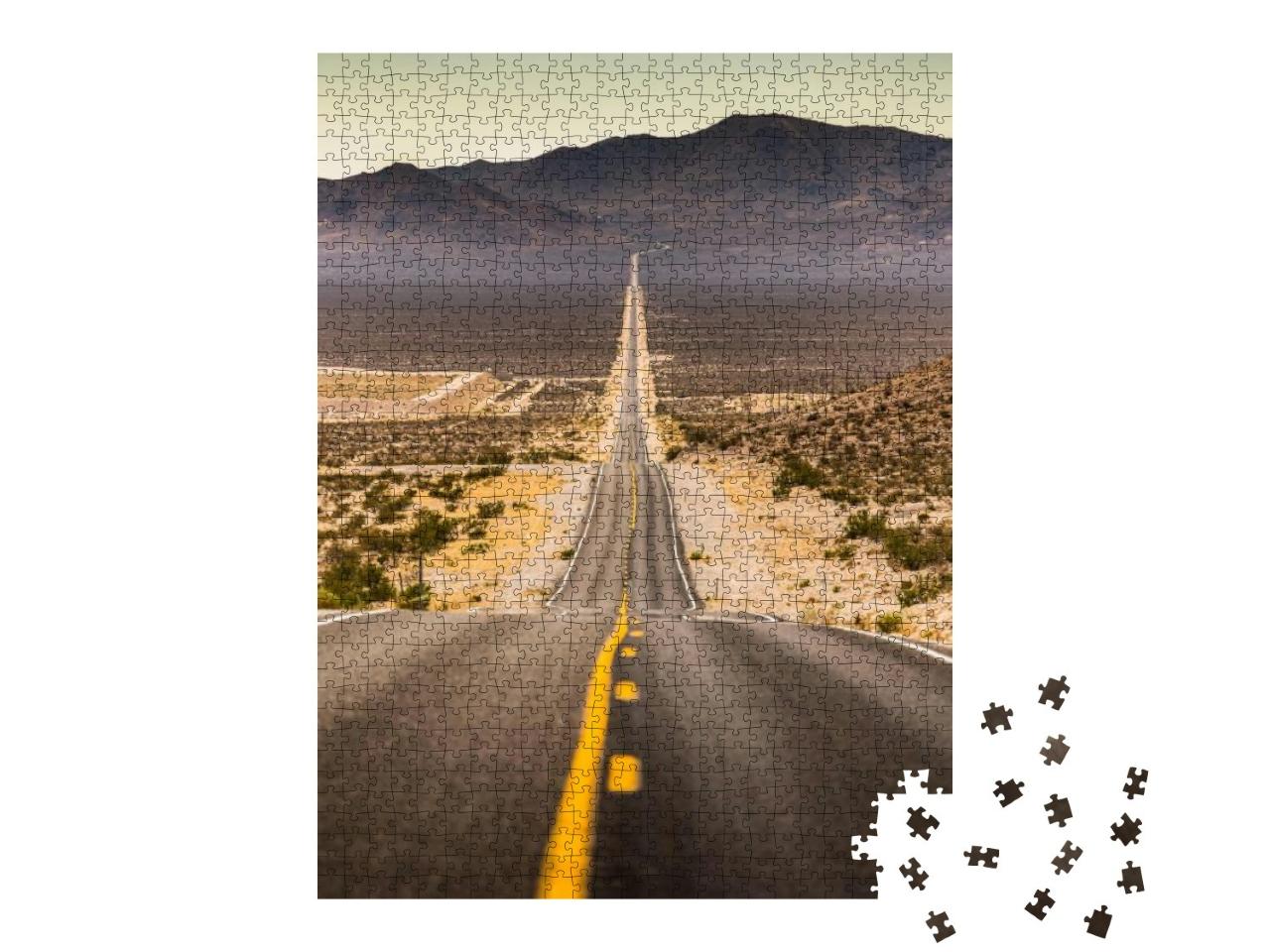 Classic Vertical View of an Endless Straight Road Running... Jigsaw Puzzle with 1000 pieces