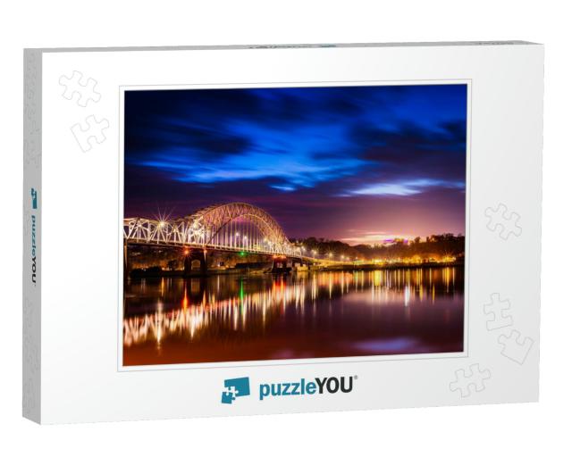 Beautiful Julien Dubuque Bride At Night After Sunset... Jigsaw Puzzle