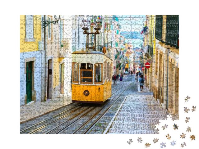 A View of the Incline & Bica Tram, Lisbon, Portugal... Jigsaw Puzzle with 1000 pieces