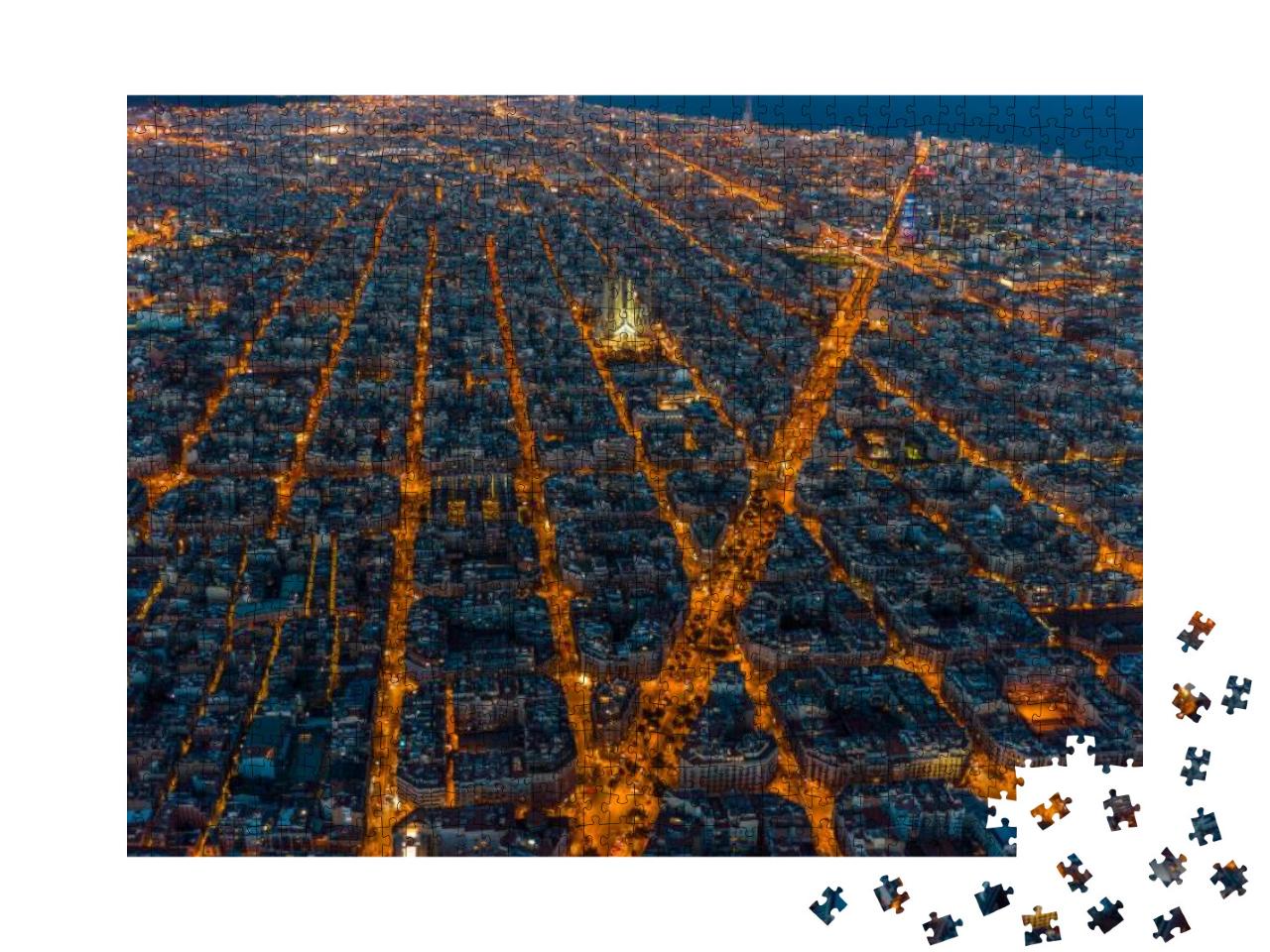 Aerial Blue Hour View of Barcelona Example Residential Di... Jigsaw Puzzle with 1000 pieces