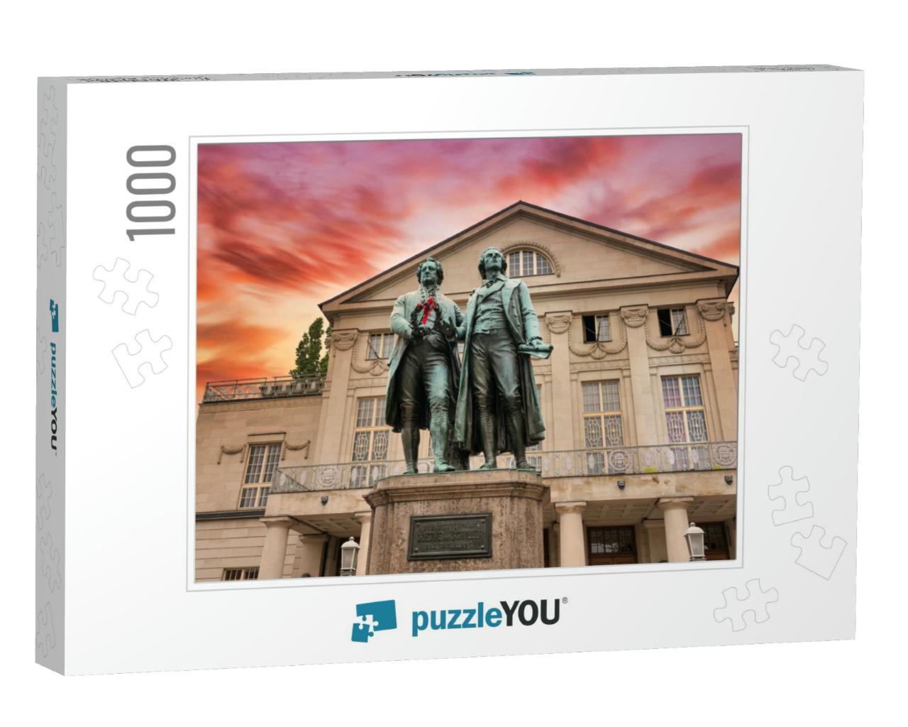 Sunset At the Famous German National Theater with Goethe-... Jigsaw Puzzle with 1000 pieces