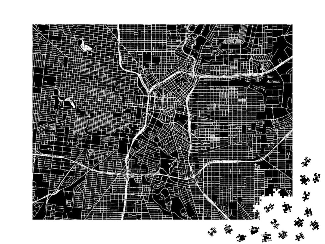 San Antonio, Texas. Downtown Vector Map. City Name on a S... Jigsaw Puzzle with 1000 pieces