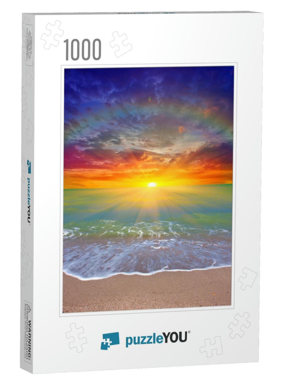 Nice Sunset Scene Over Sea... Jigsaw Puzzle with 1000 pieces