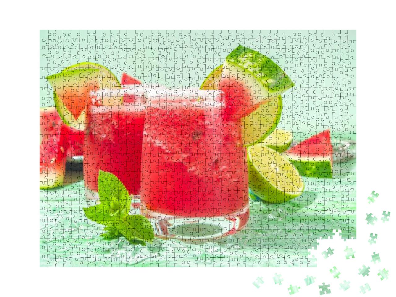 Cold Summer Cocktail, Watermelon Margaritas or Mojito wit... Jigsaw Puzzle with 1000 pieces