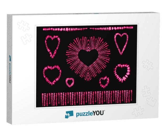 Red Heart Tie Dye. Valentines Day. Art Brushes. Print in... Jigsaw Puzzle