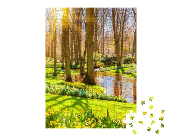 Spring Landscape. Sun Rays Shining on a Meadow Flowers. G... Jigsaw Puzzle with 1000 pieces
