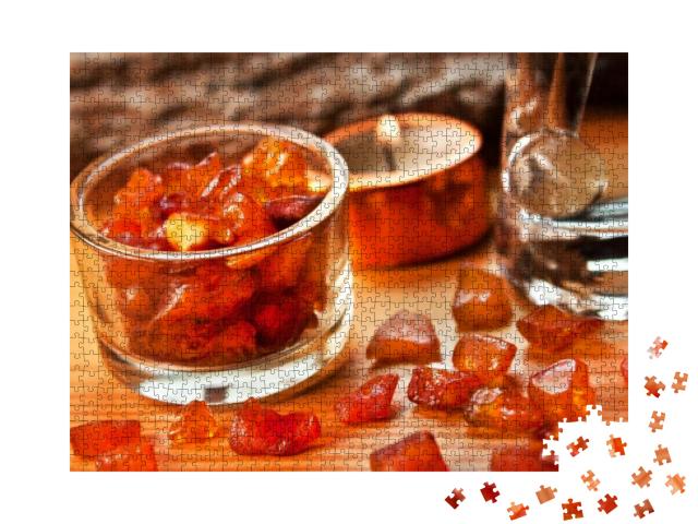Amber Stones & Candle with Water... Jigsaw Puzzle with 1000 pieces